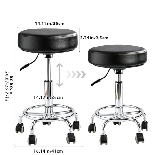 500lb Heavy-Duty Rolling Stool with Height Adjustment