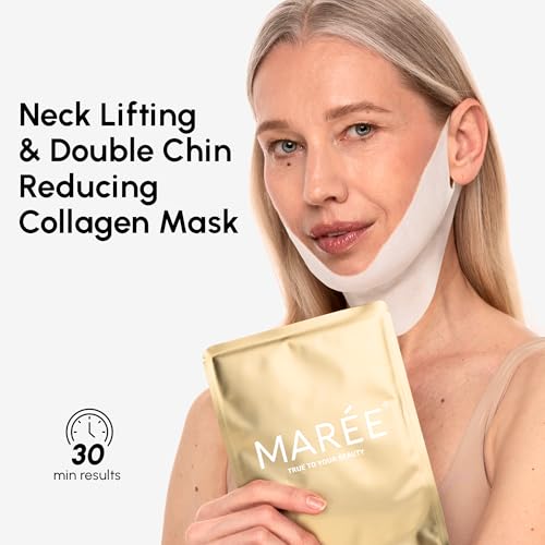 MAREE V Line Lifting Mask with 24K Gold ? Deep Collagen Face Mask for Women ? Jawline Shaper Mask with Retinol & Hyaluronic Acid ? Neck Tightening & Firming - Double Chin Strap for Face Lift - 2 pack