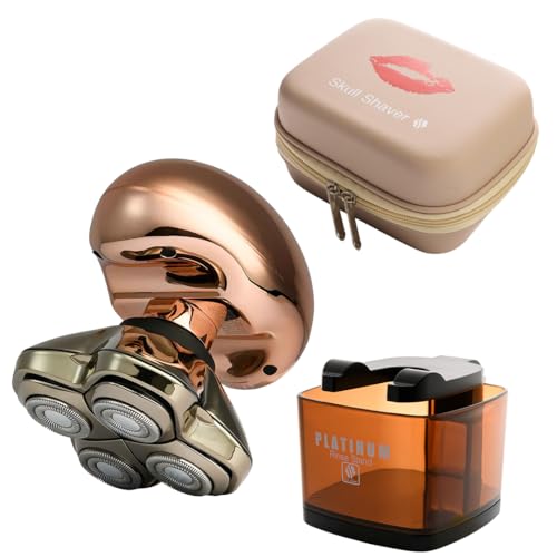 Electric Razor Travel Case & Shaving Stand Bundle for Shavers, Rose Gold & Beige