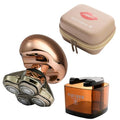 Electric Razor Travel Case & Shaving Stand Bundle for Shavers, Rose Gold & Beige