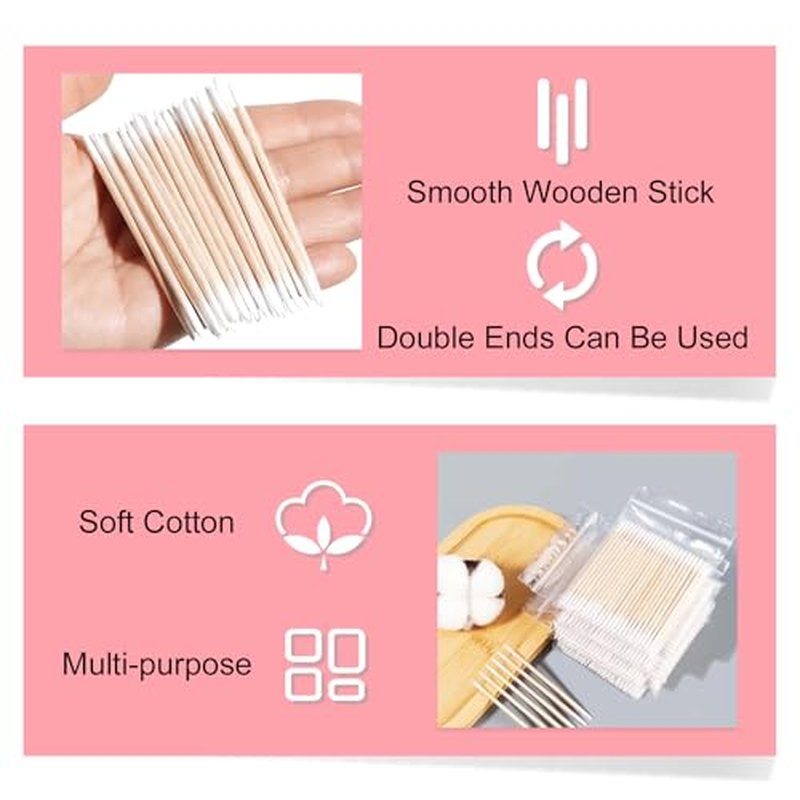 600PCS Double-Ended Precision Tip Cotton Swabs for Makeup & Nail Care