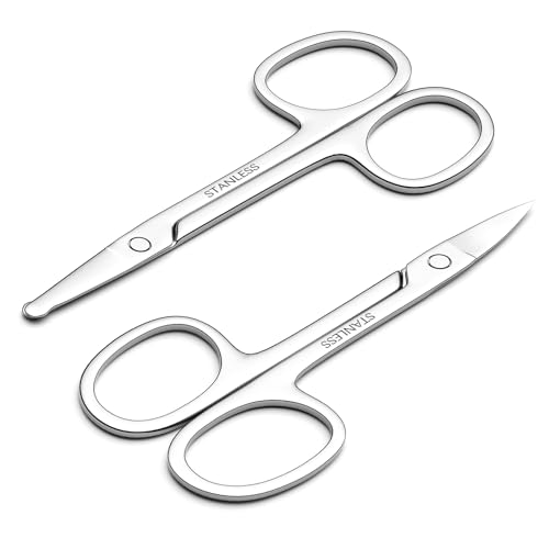 Safety Grooming Scissors Set - Curved & Rounded Tips, 2 Pack