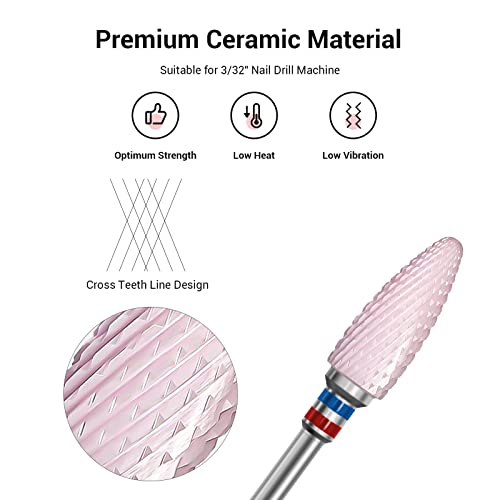 Ceramic Nail Drill Bit 3/32'' for Acrylic & Gel Nails - Fine