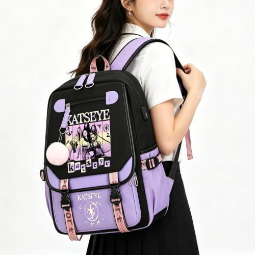 KATSEYE Kpop Aesthetic Backpack with USB Charging Port