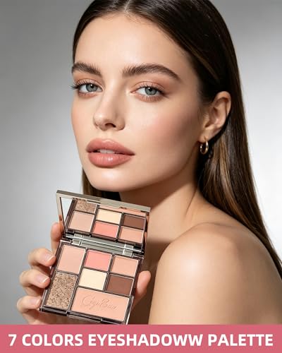 7 Color Eyeshadow Palette - Nude Pink Brown Matte Shimmer