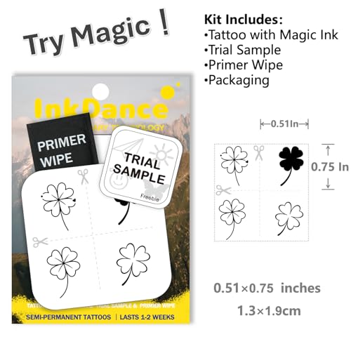 Semi-Permanent Four-Leaf Clover Tattoo - Waterproof, Lasts 1-2 Weeks