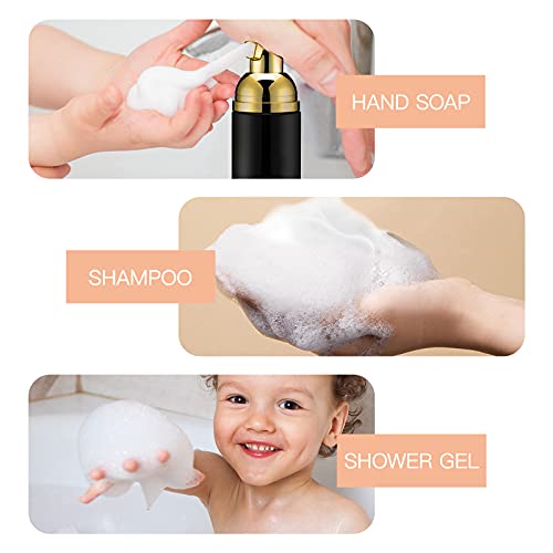 2oz Foam Pump Bottle (30PCS) Empty Travel Foaming Dispenser for Hand Soap, Lash Cleanser, Shampoo (60ml, Gold &Black
