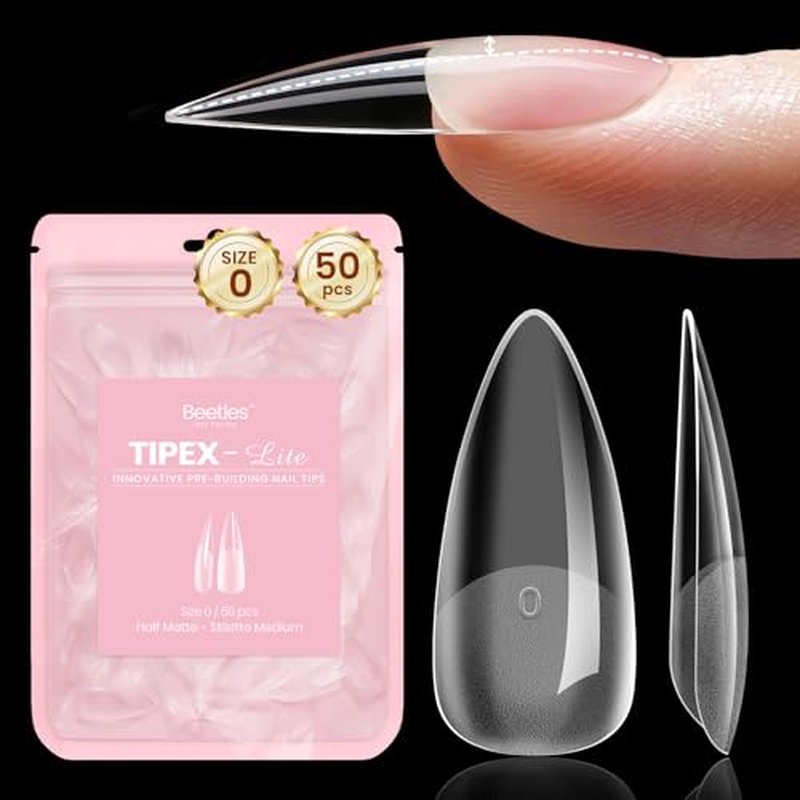 Beetles Tipex Lite Nail Tips Medium Stiletto Size 0 50pc