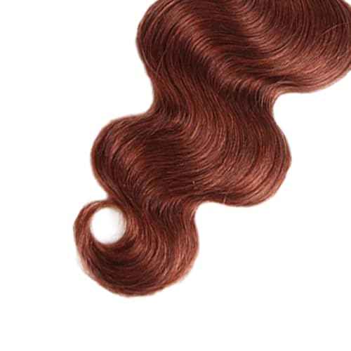 Color 33 Bundles Human Hair Auburn Body Wave Bundles Huxowax Peruvian Virgin Remy Hair Single Bundle 20 Inch Double Weft Copper Red Body Wave Bundle