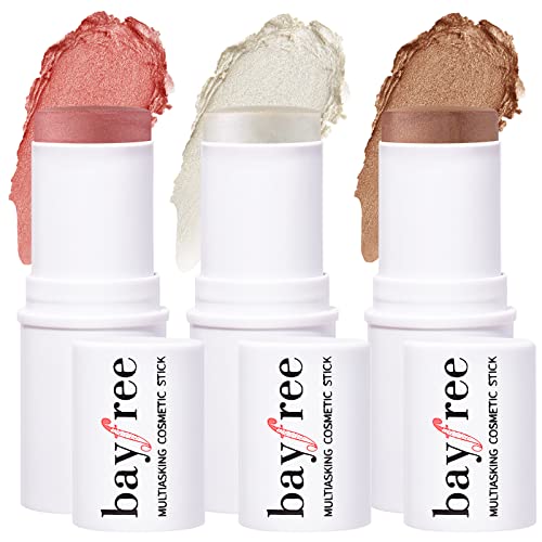 KIMUSE Multi Stick Trio Face Makeup, Cream Blush Stick for Cheeks & Lips, Contour Stick & Highlighter Makeup Sticks for All Skin