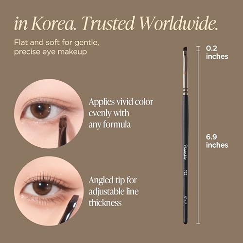 Piccasso 722 Angled Eyeliner Brush ? Thin Flat Eyeliner Brush for Precise Eye Makeup, Ideal Eyeliner Tool for Liquid Eyeliner, Gel, and Powder ? Professional Eyeshadow and Facial Brush