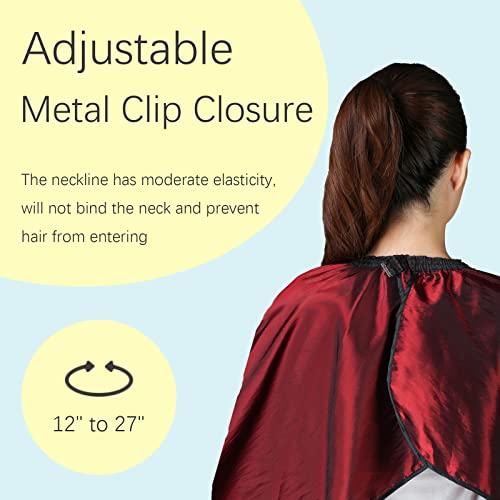 Iusmnur Barber Cape, Professional Hair Salon Cape with Adjustable Metal Clip, Shampoo Hair Cutting Cape for Barbers and Stylists - 55 x 63 inches (Wine Red)