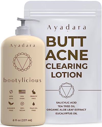 Ayadara Butt Acne Clearing Lotion, 8oz Butt Acne Cream with Salicylic Acid, Smoothing Butt Cream for Acne, Butt Acne Clearing Lotion for Women, Men, Teens, Chest and Back Acne Treatment, 90-Day Supply