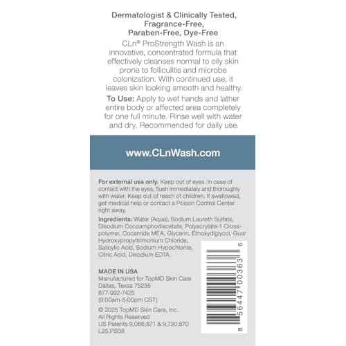 CLn¢ç ProStrength Wash - PH-Balanced and Formulated for Daily Use with Salicylic Acid to Cleanse and Exfoliate Normal to Oily Skin for Men and Women with Body Odor, 8 fl oz.