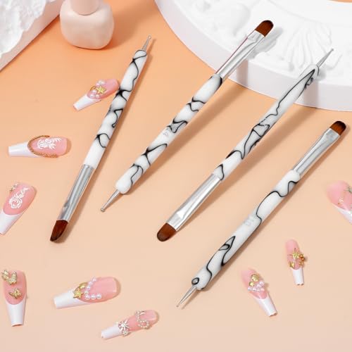 French Gel Nail Brushes 4-Piece Set with Dotting Tool