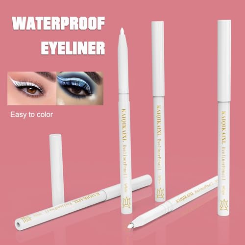 12Pcs White Eyeliner Pencils Professional Use as Highlighter,Lip Line Pen Long-lasting Nice Color Eye Brow Gel Pen Makeup Brow Tint Pencils Beauty Makeup Tools