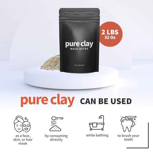 Organic Calcium Bentonite Clay Powder Bulk Bag (32oz), Aztec Drink Powder, Food Grade, Full Body Mask, Indian Healing Clay