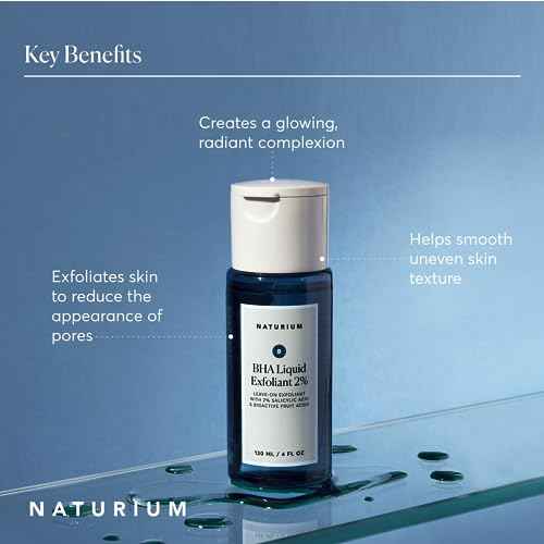 Naturium BHA Liquid Exfoliant 2%, Leave-on Face & Skin Care Exfoliating Pore Treatment, with Salicylic Acid & Bioactive Fruit Acids, Packaging May Vary, 4 oz