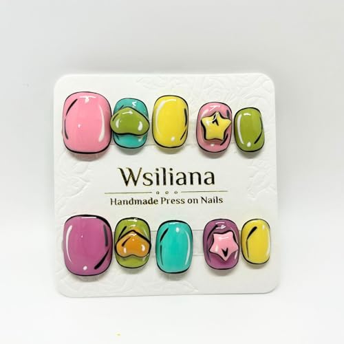 Wsiliana Nails Handmade Press On Nail Short Round (017 M)