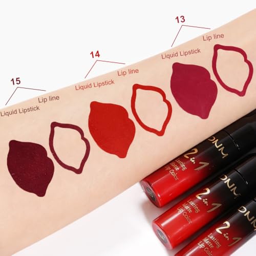 3-Piece Ruby Red Liquid Lipstick & Liner Set - 24HR Waterproof