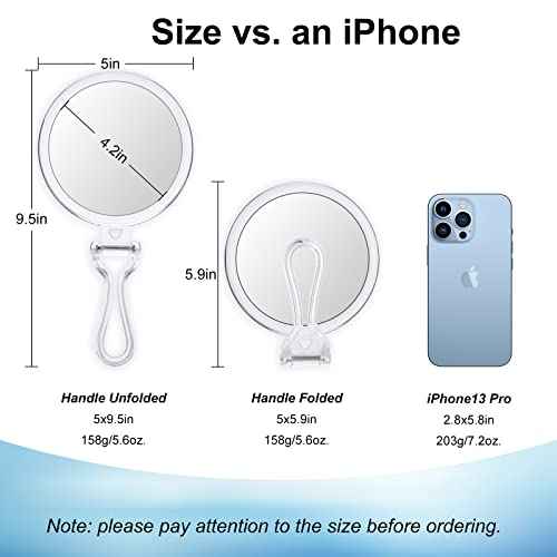 20x Magnifying Mirror, Travel Handheld Mirror - 2-Sided Hand Mirror with 1X 20X Magnification & Adjustable Handle, Portable Small Travel Makeup Mirror, Girl Women Mother's Gift