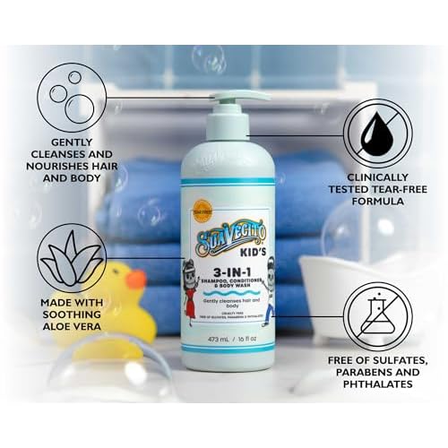 Suavecito Kid's 3-in-1 Shampoo, Conditioner, & Body Wash Milk & Honey Scent 16 oz Pump Bottle - Clinically Tested Cruelty Free Formula Free of Sulfate, Parabens, & Phthalates Ensuring No Tears