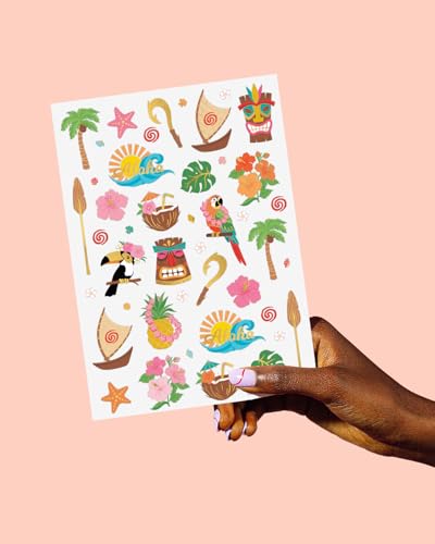 xo, Fetti Tropical Island Temporary Tattoos - 60 Gold Foil Pcs
