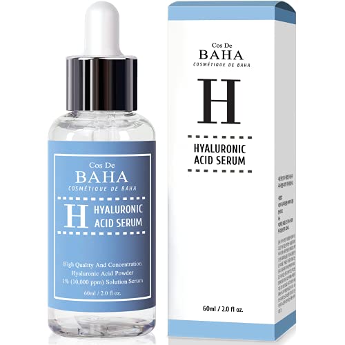 Cos De BAHA Hyaluronic Serum 2 Fl Oz ? Pure Sodium Hyaluronate 10,000 ppm Hydrating Face Serum for Dry & Dehydrated Skin ? Lightweight Fragrance-Free Korean Skincare Formula (60 ml)