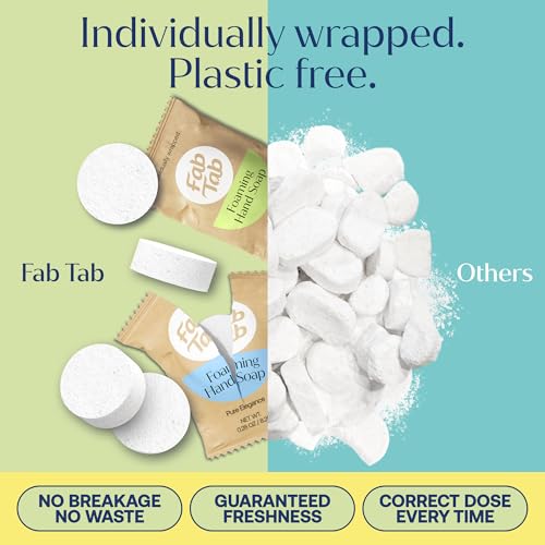 Fab Tab Foaming Hand Soap Kit - Natural Hand Soap - Bathroom Hand Wash - Plant-Based - No Harsh Chemicals - Variety scents - 4 Pack. Makes 4 x 11.9 fl oz (Bottle Not Included)