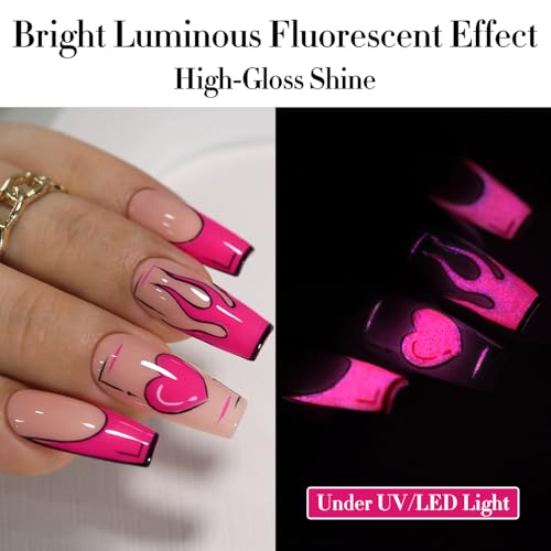 Double Rhythm Neon Hot Pink Gel Nail Polish 15ML Soak Off Manicure DIY