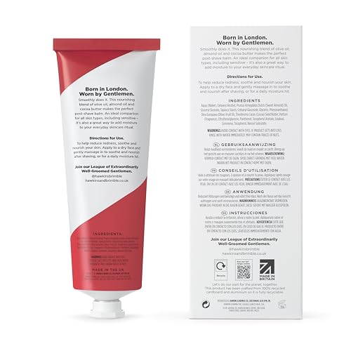 Hawkins & Brimble After Shave Balm for Men, 125 ml / 4.2 fl oz. - Post Shaving Cocoa, Almond & Olive Oil Moisturising Skin Protection | Premium British Grooming & Skincare