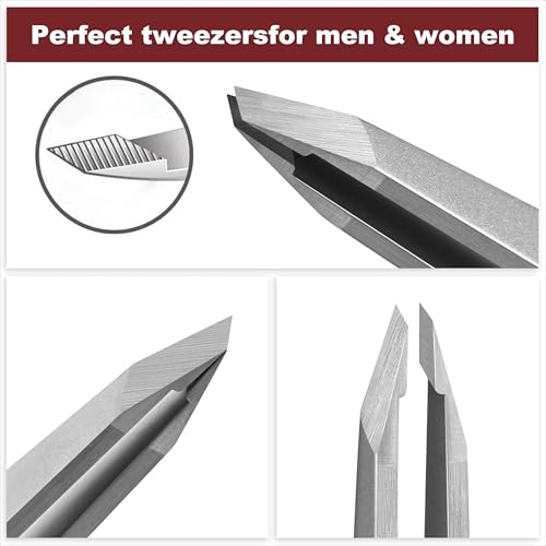 NILIYA Precision Stainless Steel Tweezers for Eyebrows & Blackheads, Ultra-Fine Tip with Travel Case