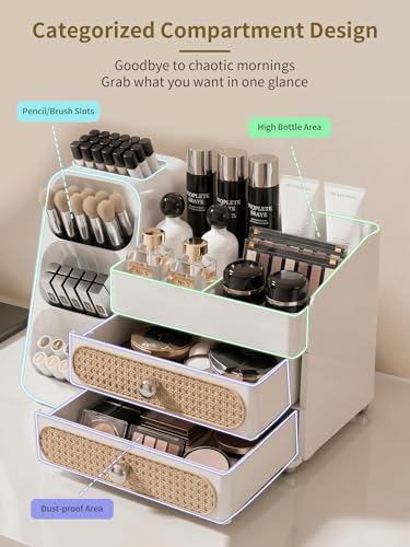 Booklov Makeup Organizer with Drawers, Large Capacity Cosmetic Storage