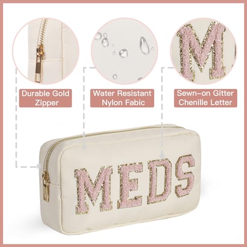 Meds & RX Bags Set 2pcs Beige Chenille Letter Patches - Personalized Gift
