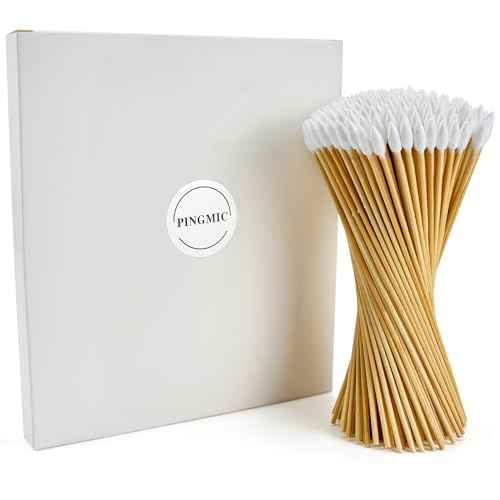 200 PCS 6-Inch Precision Gun Cleaning Swabs - Lint-Free Bamboo-Handle Cotton Swabs for Gun Cleaning, Makeup & Electronics