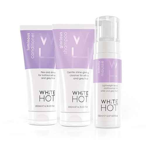 White Hot Shine and Bounce Trio: Glorious Shampoo 200ml, Luminous Conditioner 200ml, Infinity Mousse 150ml, Detoxing, nourishing, moisturising care plus low-effort, big impact style.