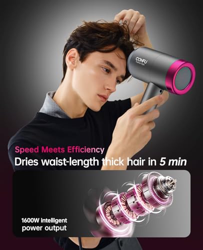 CONFU 1600W Ionic Hair Dryer with Diffuser & Concentrator