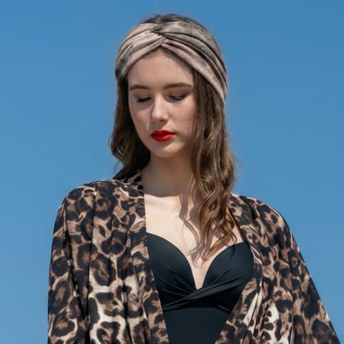 Extra Wide No Slip Boho Turban Headbands for Women - Elastic Hairband, Pack of 8