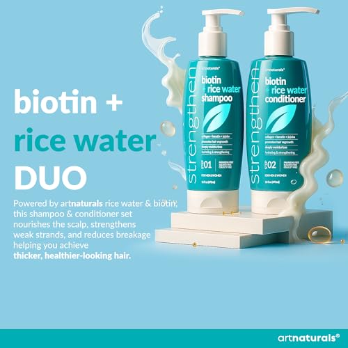 Artnaturals Biotin Rice Water Shampoo & Conditioner Set - 16 Fl Oz