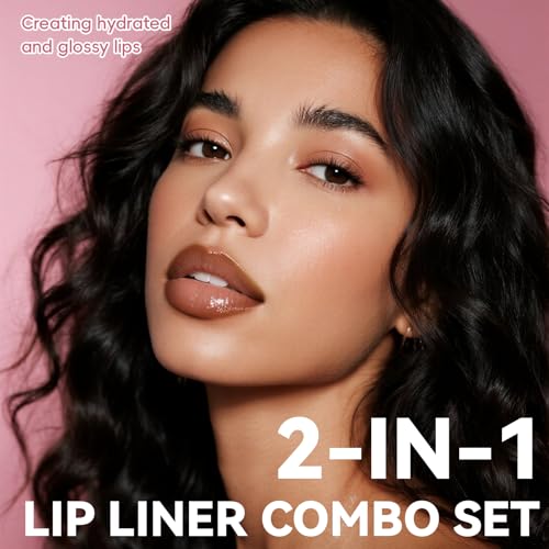 HOSAILY 2-in-1 Lip Liner & Gloss Duo – Nude Peach Plumping Kit
