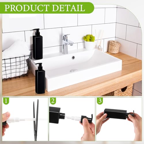Chunful 24 Pcs Soap Dispensers Plastic Pump Bottles 8.5 oz Refillable Dishwashing Liquid Dispenser with Pump Leakproof Empty Lotion Shampoo Bottles Containers (Black)
