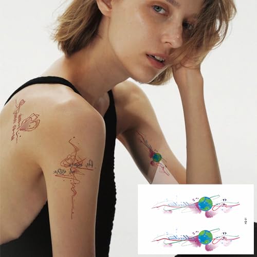 Ouliget 20-Pack Temporary Tattoos - Galaxy Universe & Butterfly Designs