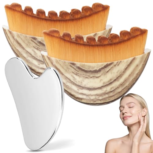 EULOGIST 2-Piece Facial Lymphatic Drainage Brush & Stainless Steel Gua Sha Set for Face & Neck
