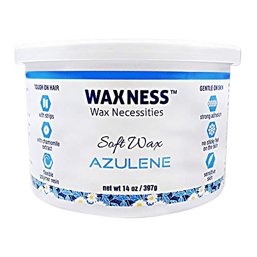 Waxness Soft Wax Tin Azulene 14 oz (400 g) ? Professional Strip Wax with Azulene for Face & Body, Smooth Application ? Made in Italy