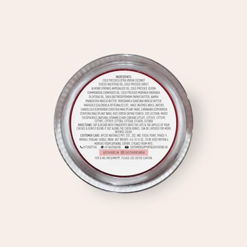 Just Herbs Organic 3-in-1 Lip & Cheek Tint, Peachy Coral