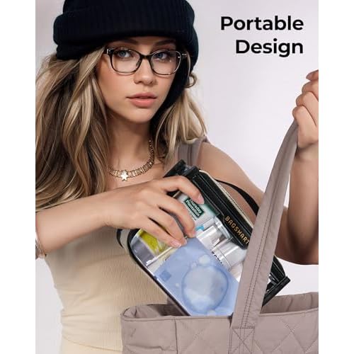 BAGSMART TSA Approved Toiletry Bag, Clear Travel Toiletry Bag, Makeup Cosmetic Pouch Bag for Women Quart Size Compliant Bag Organizer for Travel Essentials (Black Pack of 1,)