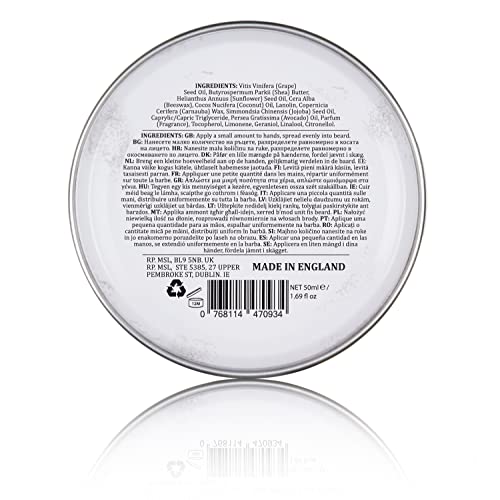 Dapper Dan Nourishing Beard Balm, Blend of Essential Oils And Waxes to Shape, Style and Nourish Moustaches and Beard, Vanilla and Raspberry Scent, 1.69 fl oz