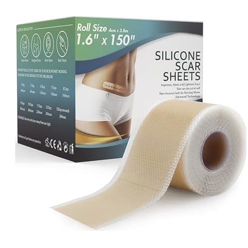Silicone Scar Sheets 1.6" x 120" - Medical Grade, Long-Lasting, Reusable Tape Roll for C-Section, Surgical Scars, Keloid, Acne, Tummy Tuck Recovery & Wrinkle Treatment