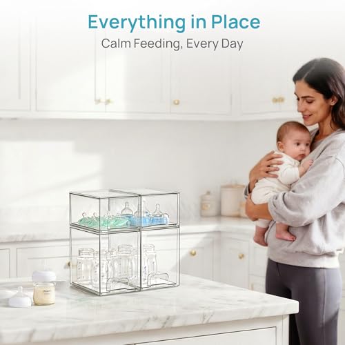 Vtopmart 4-Pack Stackable Baby Bottle Organizer Drawers