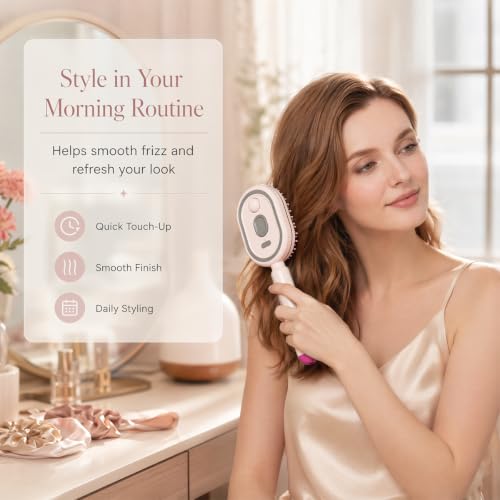 Veloxyn Pink 5-in-1 Electric Spray Air Cushion Hair Brush - Rechargeable & Detangling